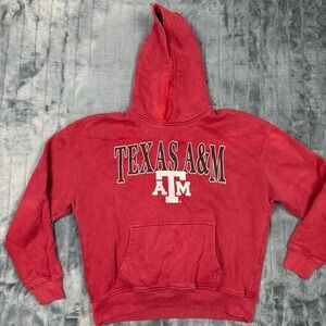 Hollister Texas A&M Football Hoodie Mens Medium Maroon Boxy Fit Graphic Pullover